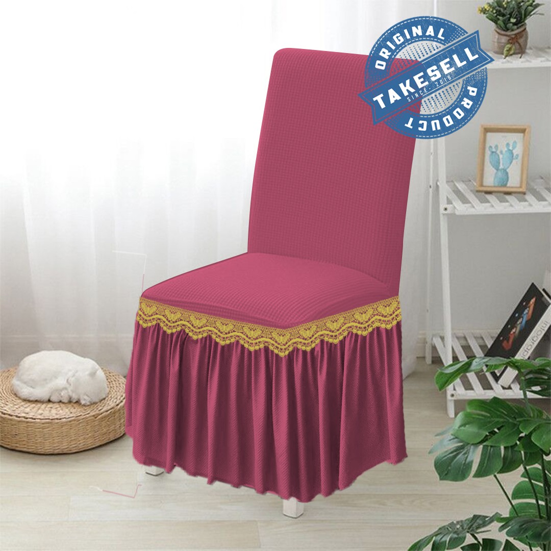 Pink Blossom HoneyComb Frill Chair Cover