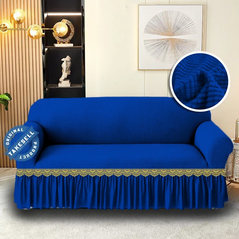 Combo Pack: Royal Blue HoneyComb Frill Chair Cover