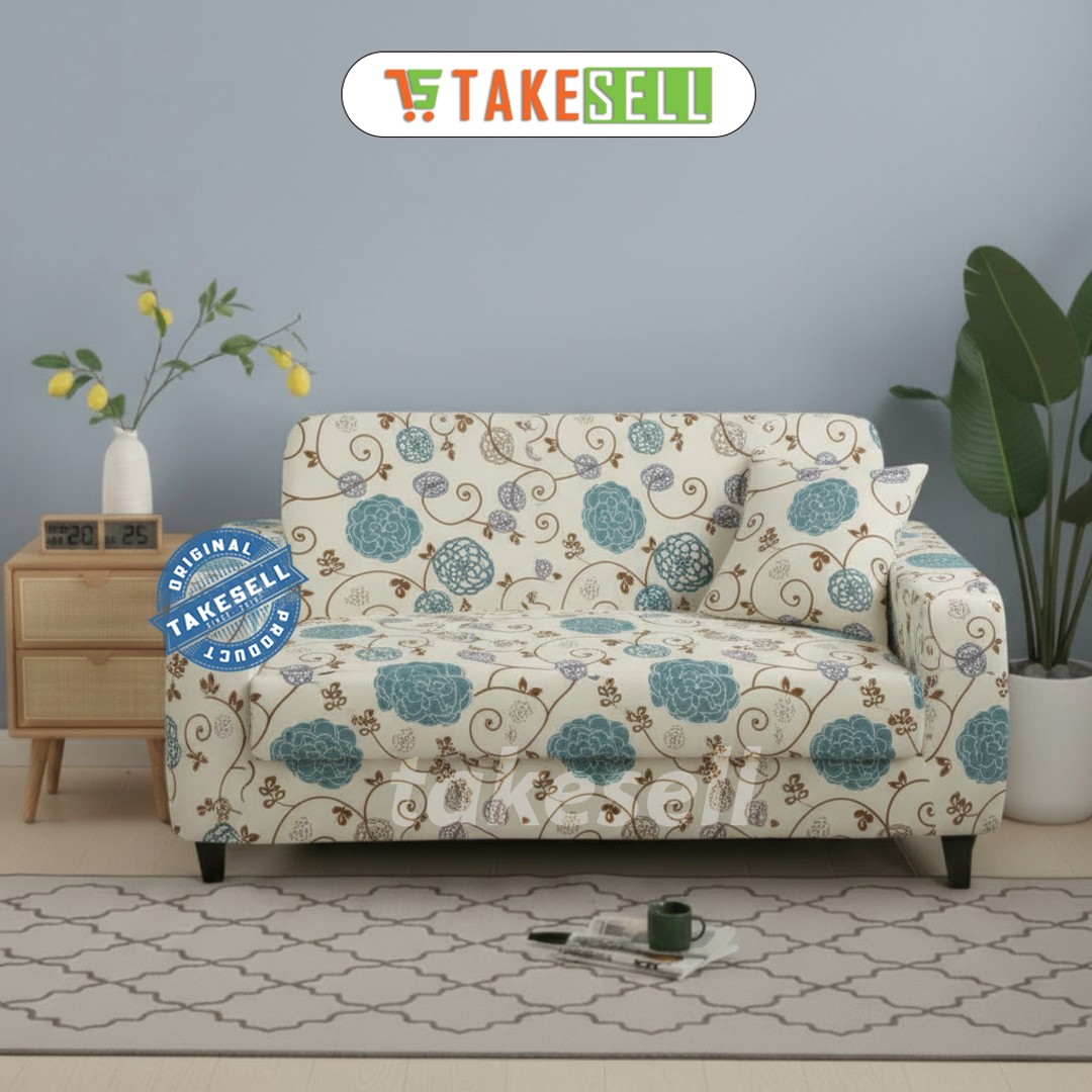 Sapphire Bloom China Print Sofa Cover