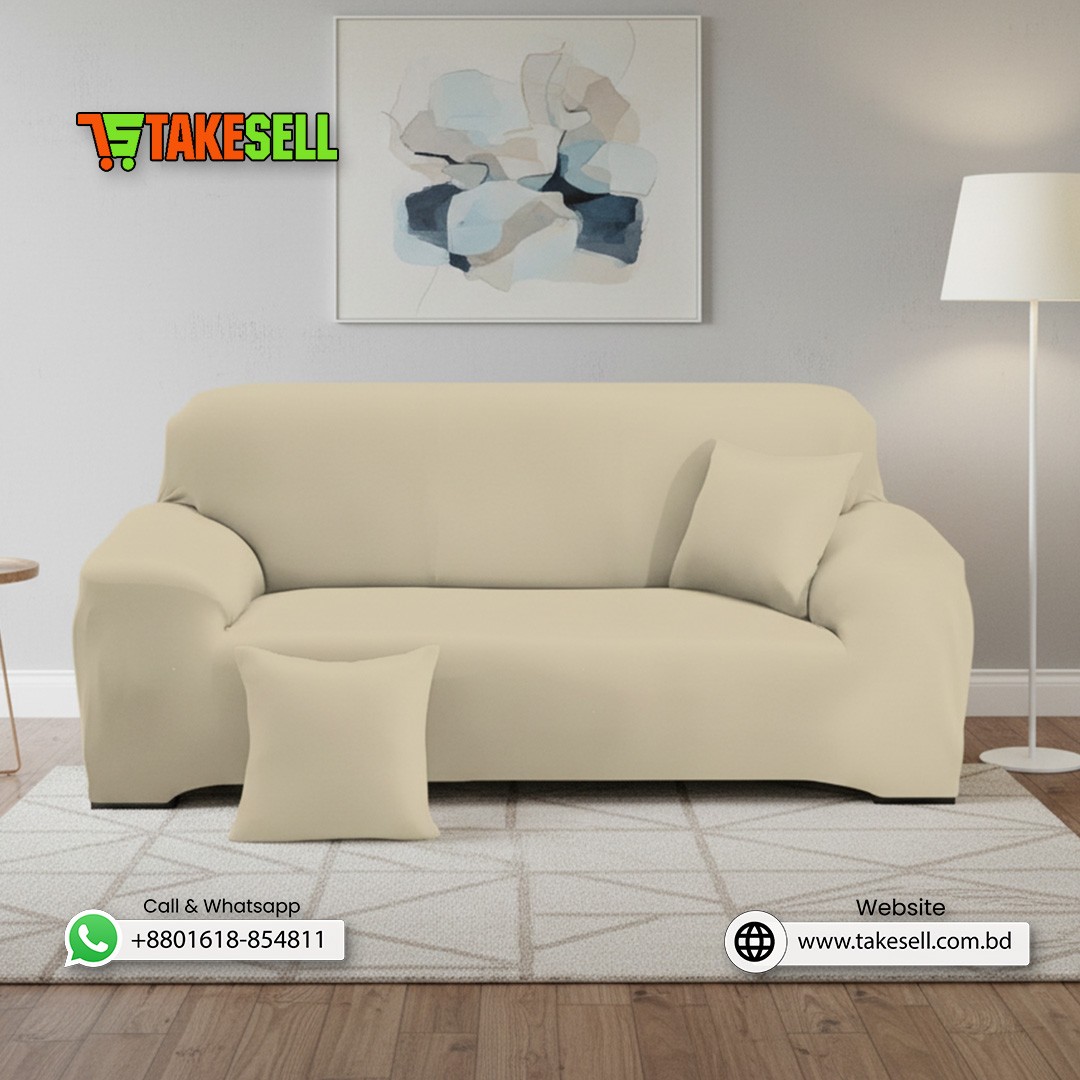 Off White China Solid 2+1 Sofa Covers