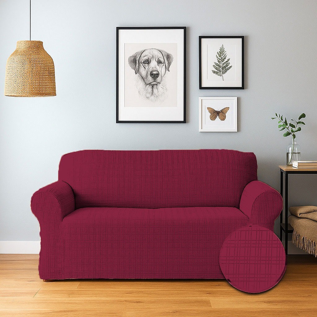 Maroon Korean JLine Sofa Covers - মেরুন কোরিয়ান জেলাইন সোফা কভার