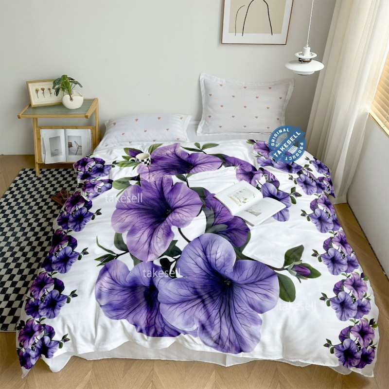 Purple Floral Print  Comforter King Size
