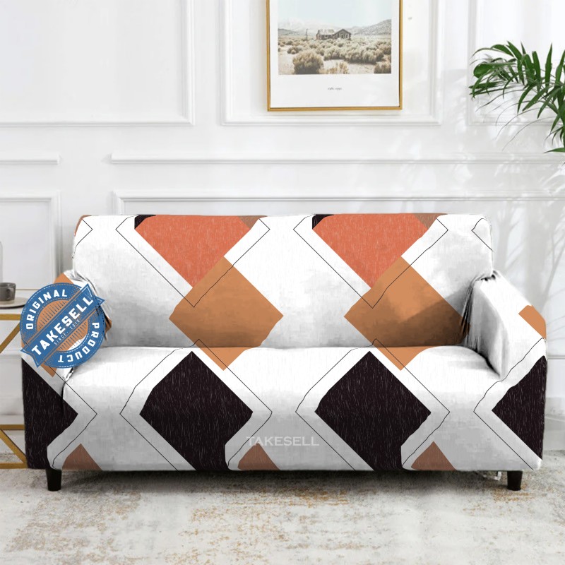Diamond Geometric China Print Sofa Cover