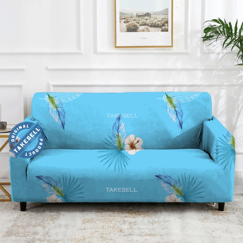Feather Blue China Print Sofa Cover