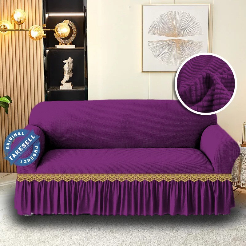 Combo Pack: Purple HoneyComb Frill Chair Cover