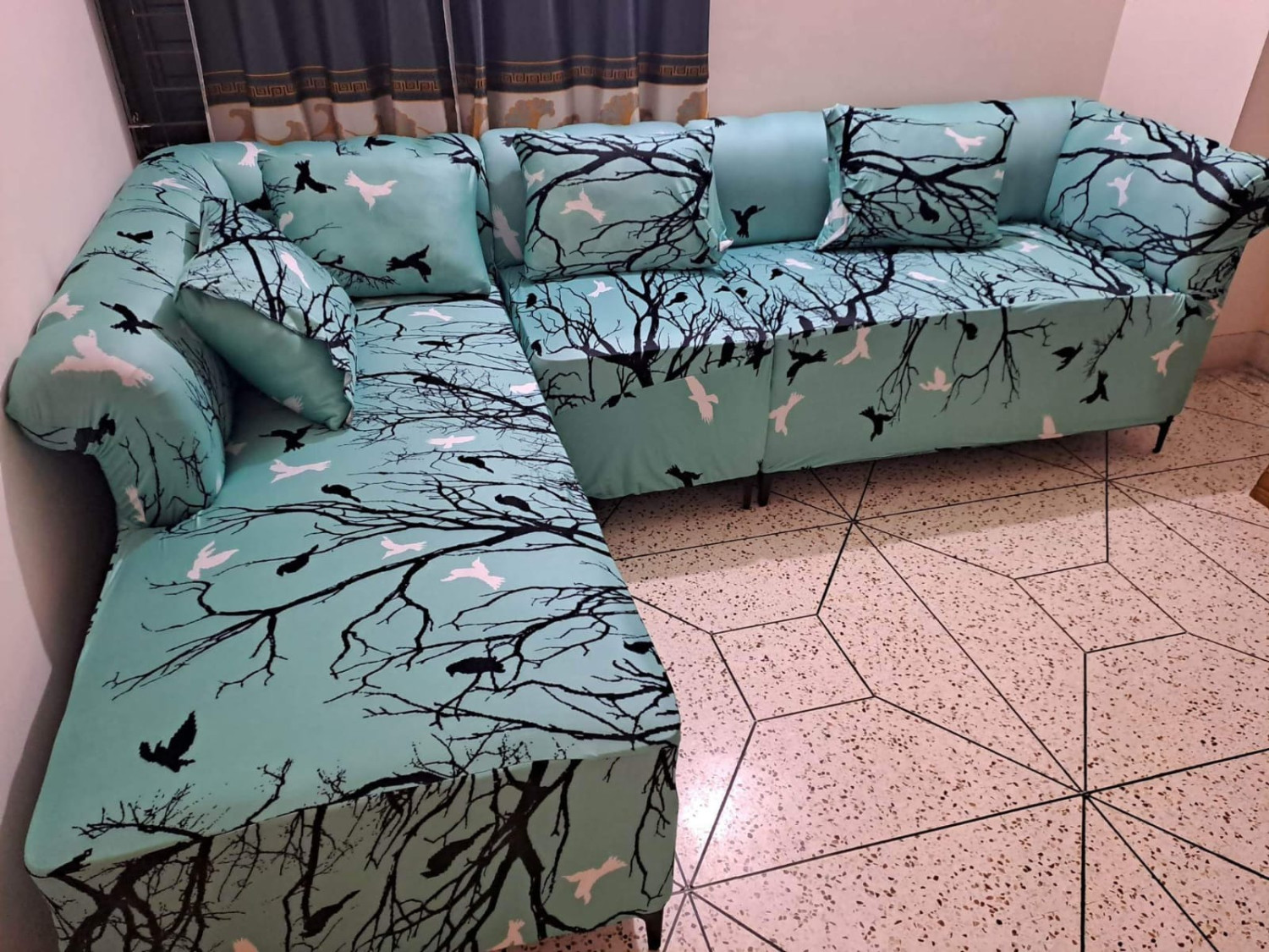 Unique China Print Sofa Cover (3+2+1)