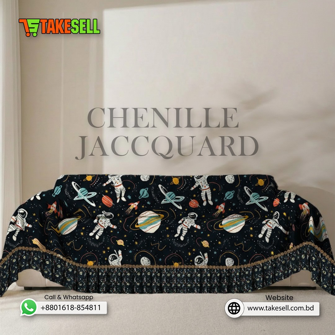 Black Space Chenille jacquard Sofa Cover Full Spandex 2+2+1
