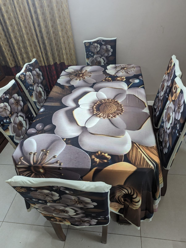 Chair 6 pcs & Dining Table Cover  Set