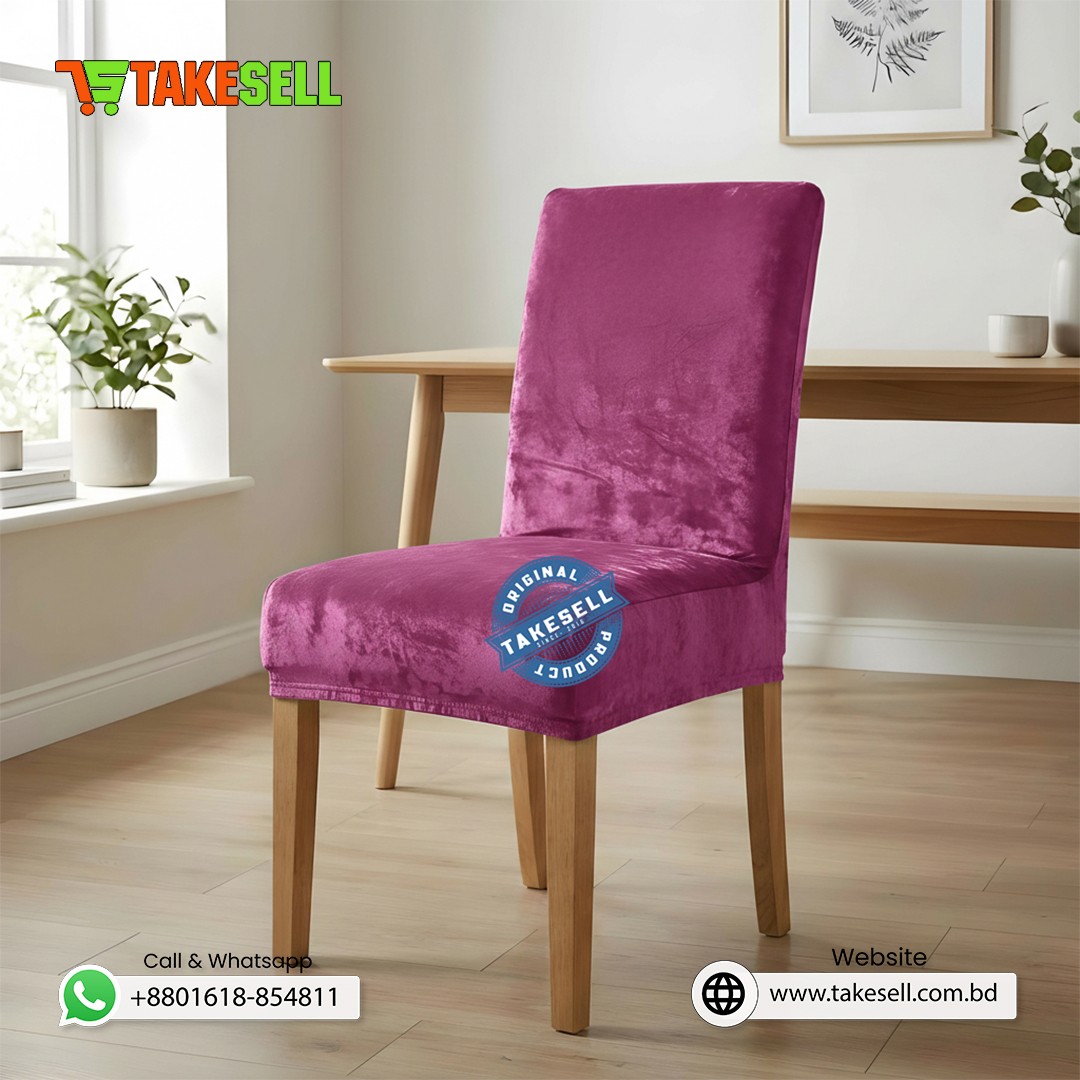 pink color velvet chair cover