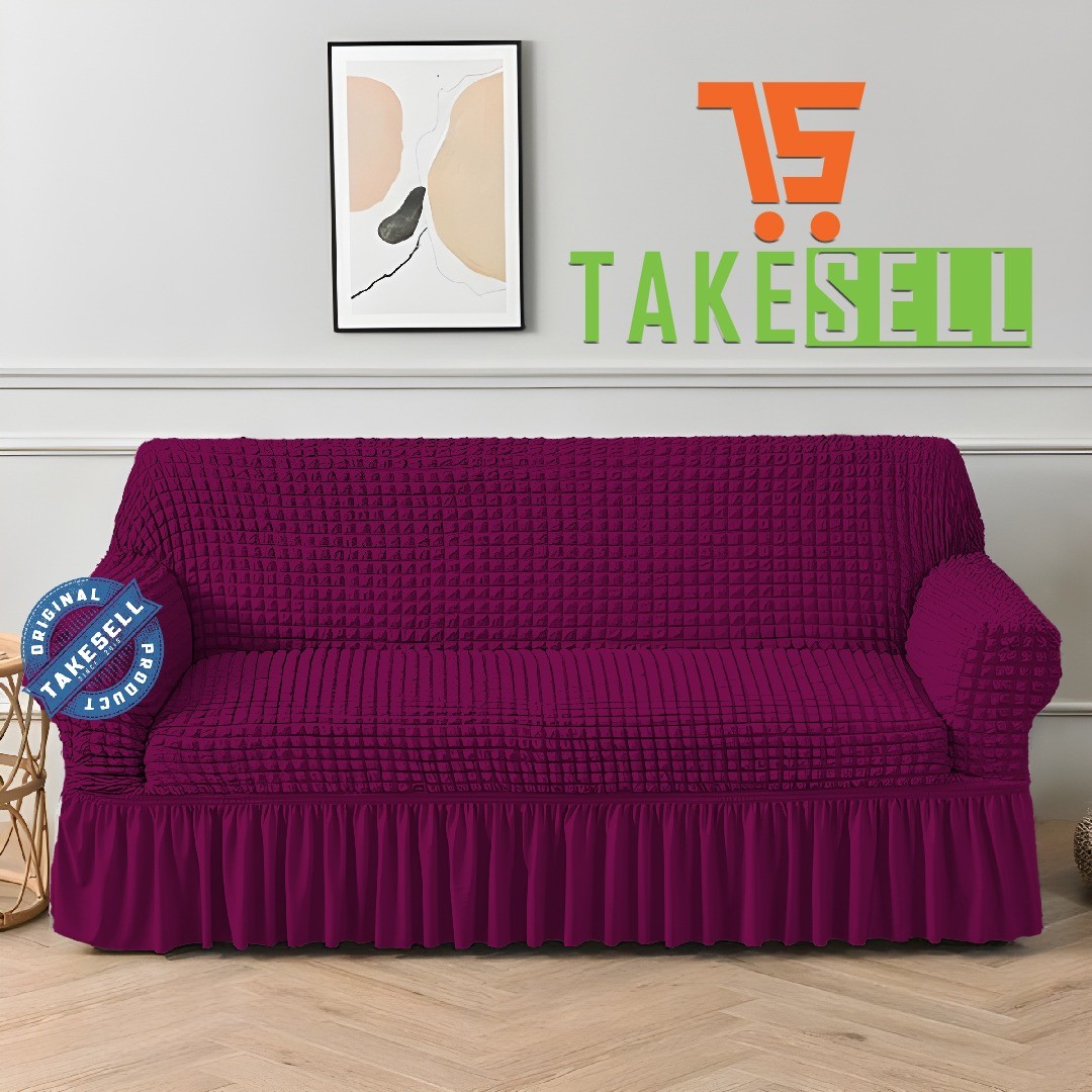 Plum color Turkey Sofa Cover with Frill