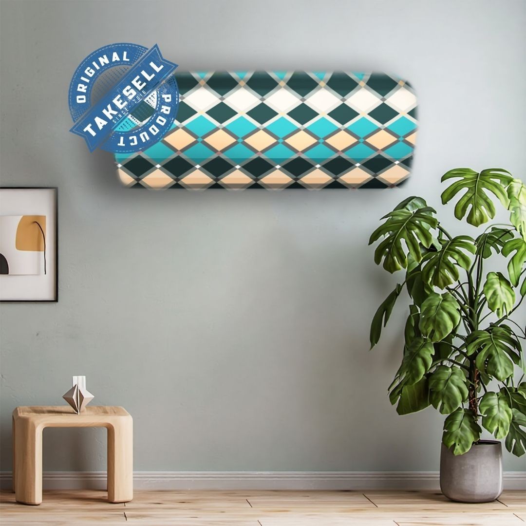 Teal Geometric Diamond AC Cover