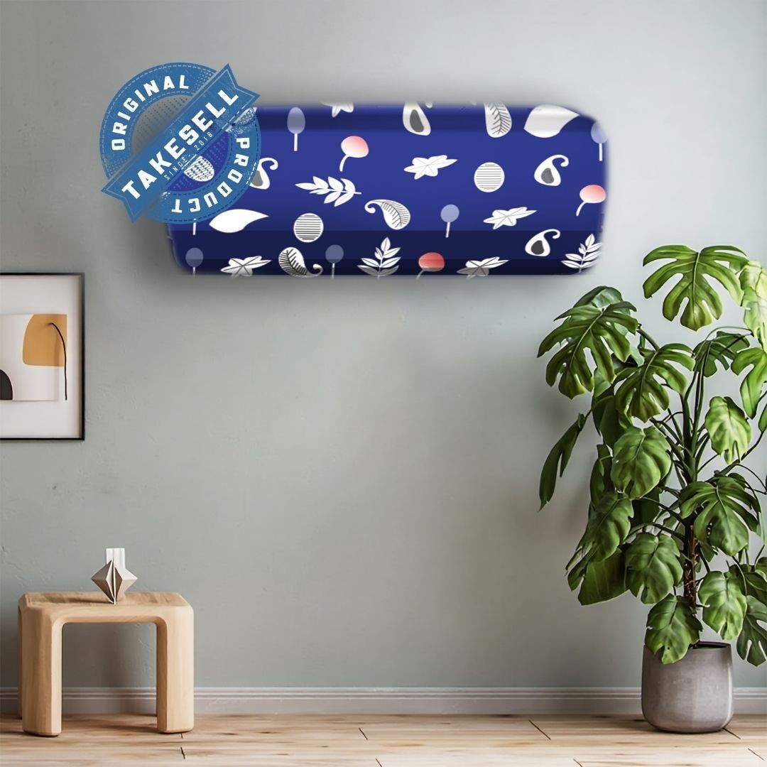 Abstract Navy Blue Botanical AC