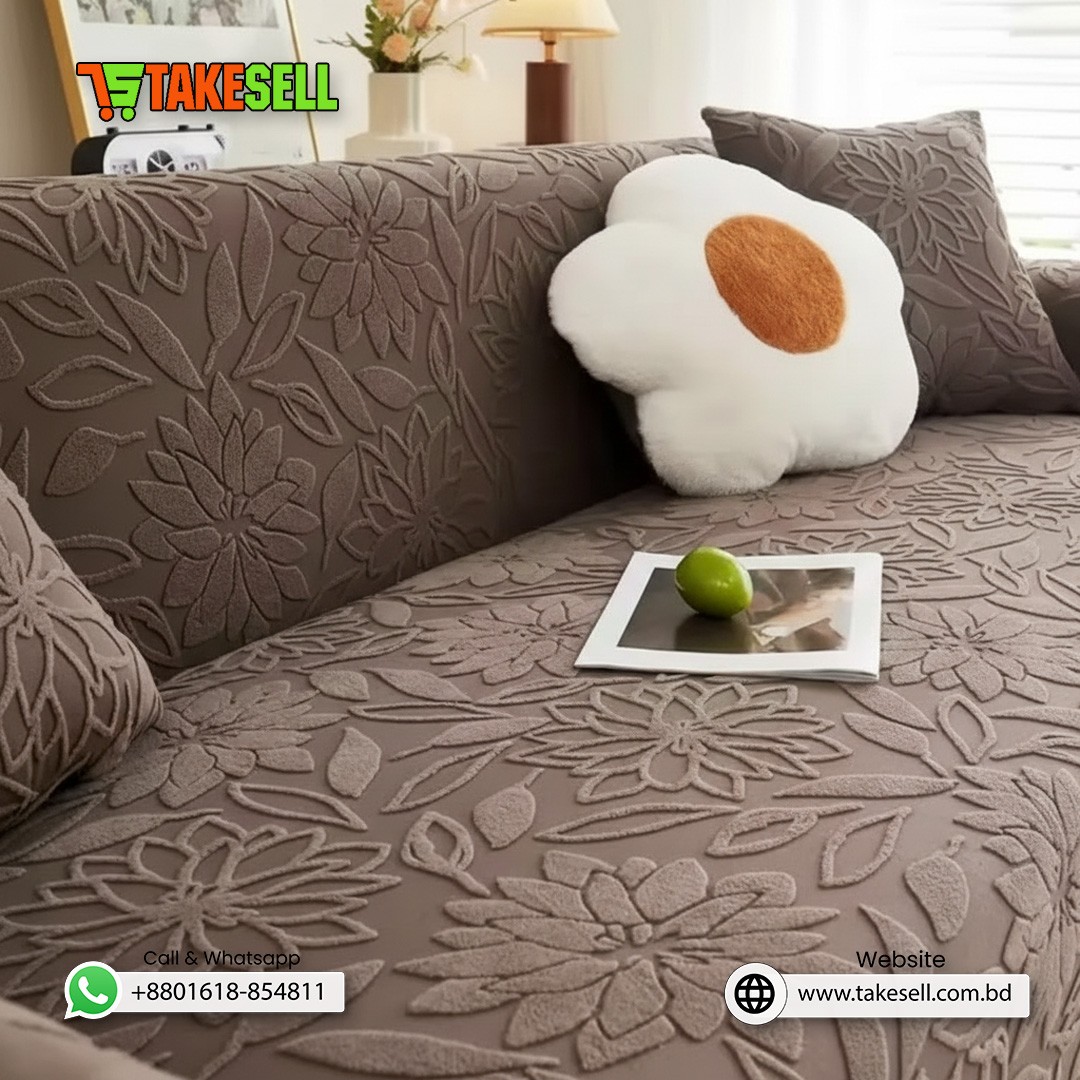Ash Color Fujian jacquard Sofa Cover Full Spandex 2+2+1