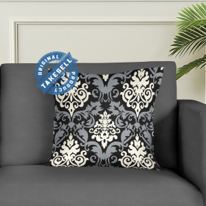 5 pcs Black & White Damask Cushion Cover – Decorative Throw Pillow