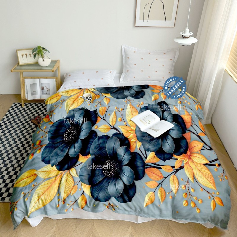 Black Floral Comfy Comforter King Size