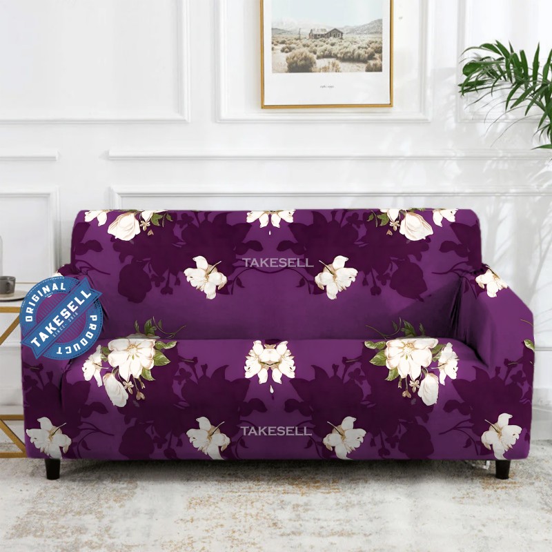Purple Floral China Print Sofa Cover
