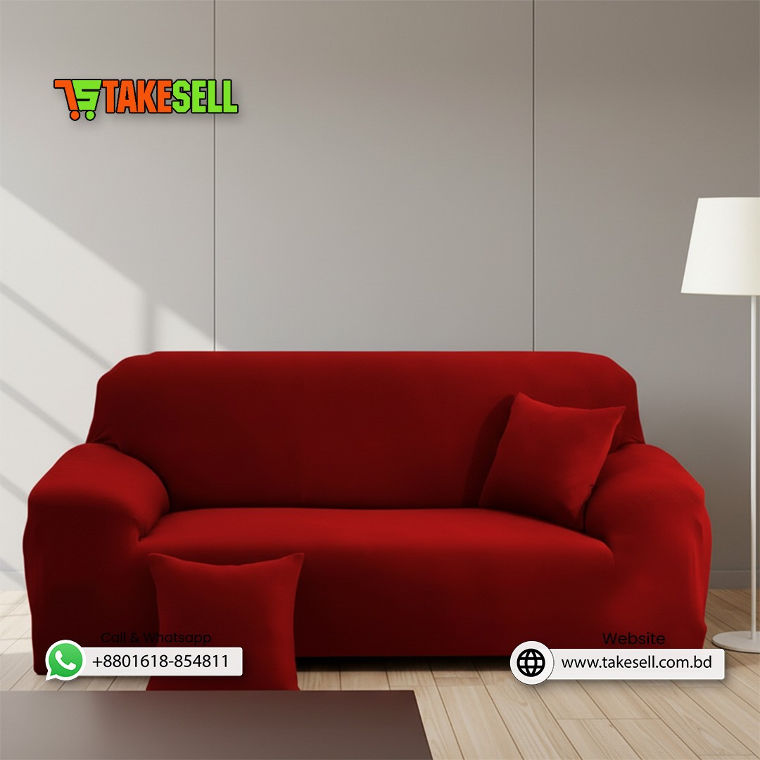 Red China Solid 2+1 Sofa Covers