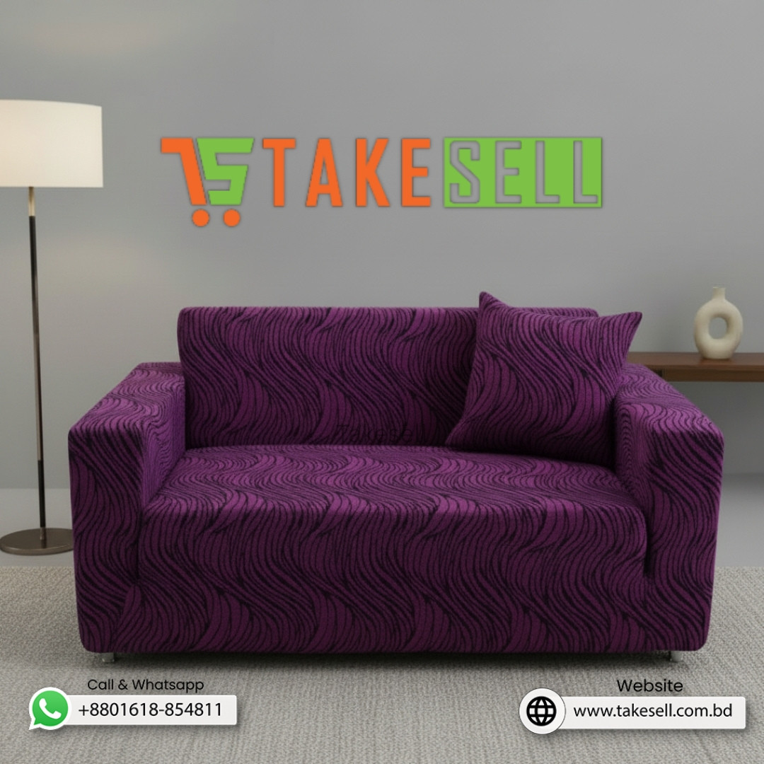 Greek Purple Tiger Jacquard Sofa Cover Full Spandex 2+2+1
