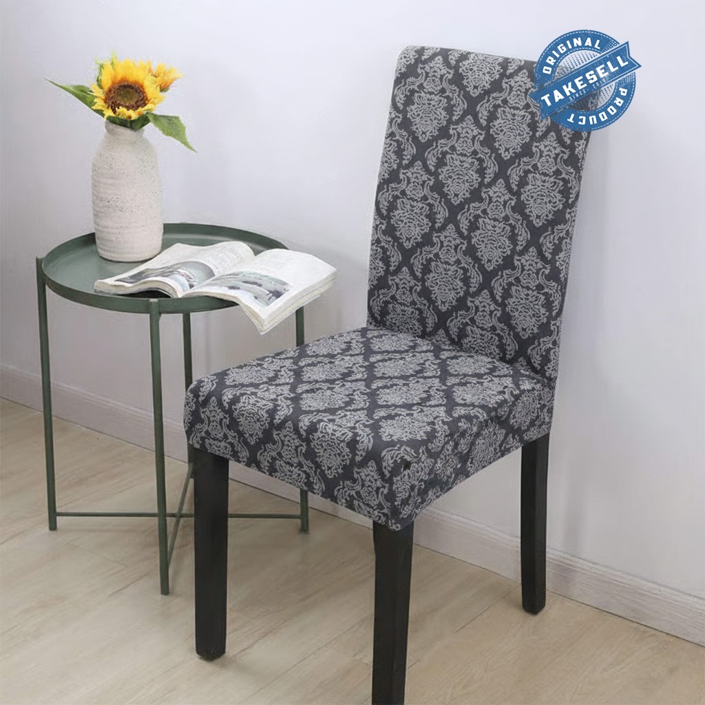 Midnight Damask Spandex jacquard Chair Cover
