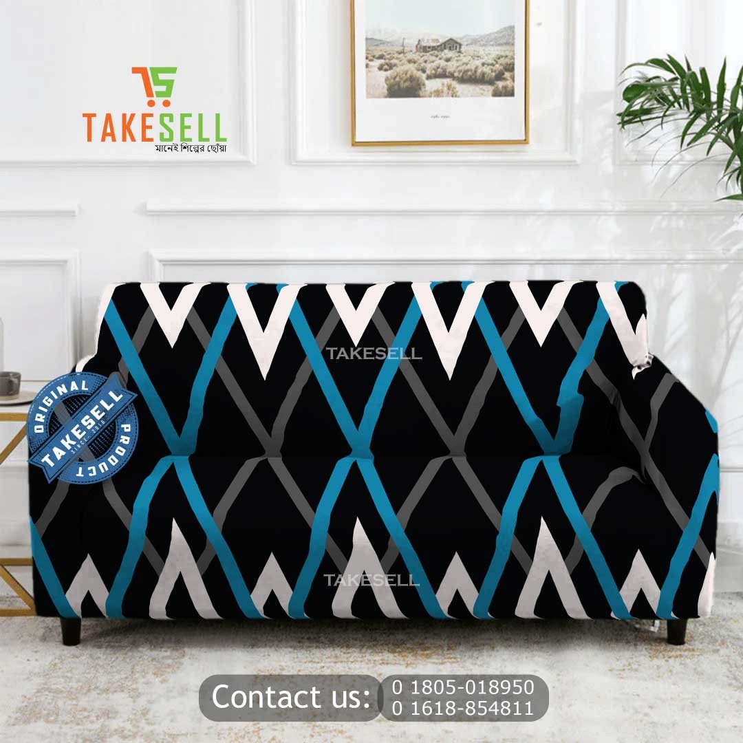 Balck Line Abstract China Print Sofa Cover